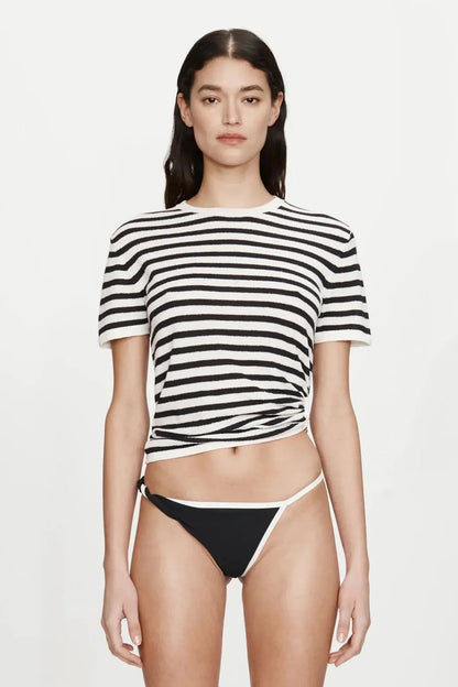 Stripe Knit Ruched Orbit Tee