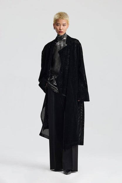 Black Velvet Loose-Fit Hollow-Out Cheongsam