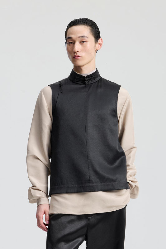Dark Brown Canton silk  Chinese Vest