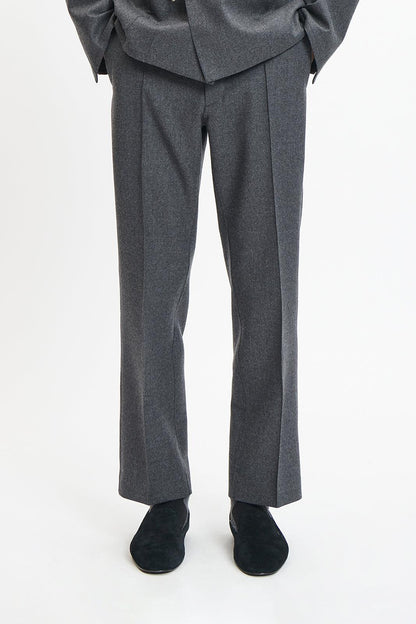 Double Face Wool  Half-Elastic Waist Tailored Pants