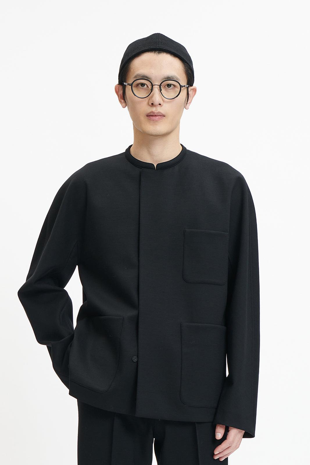 Black thin wool minimalist jacket