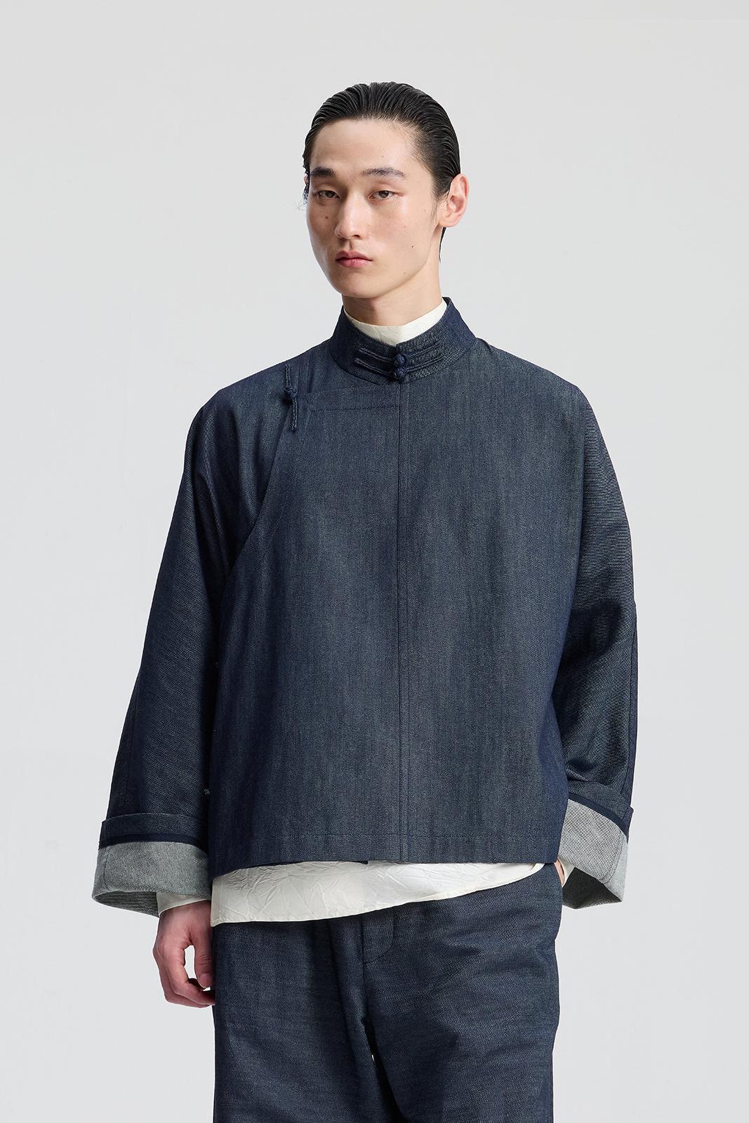 Navy denim Chinese jacket