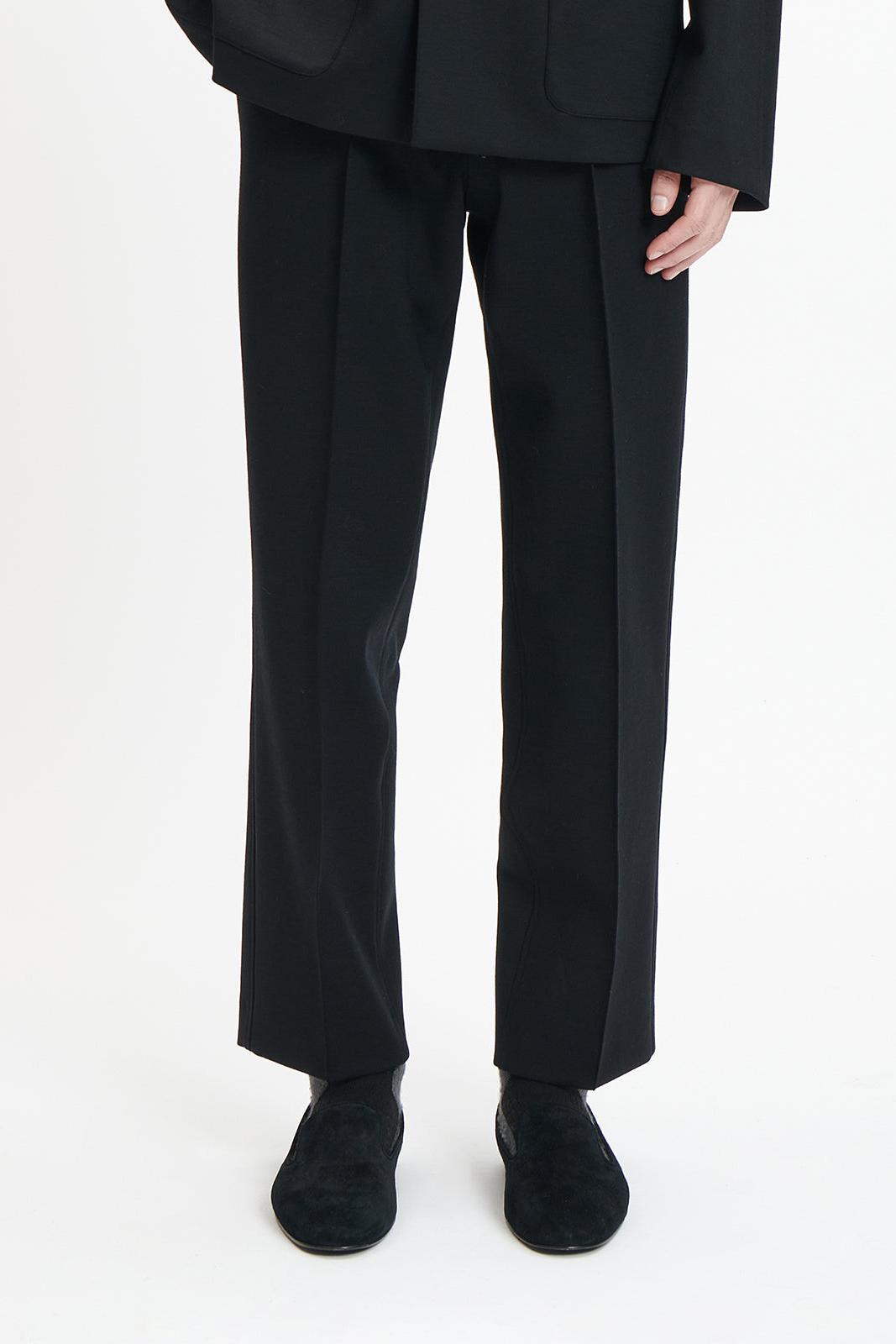 Black thin wool casual pants