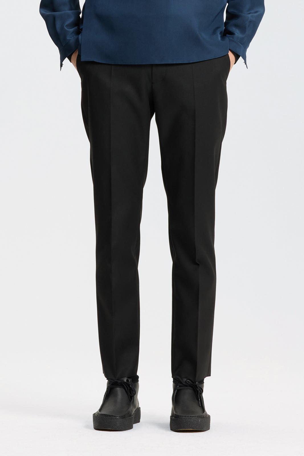 Black silk and wool slim-fit  pants
