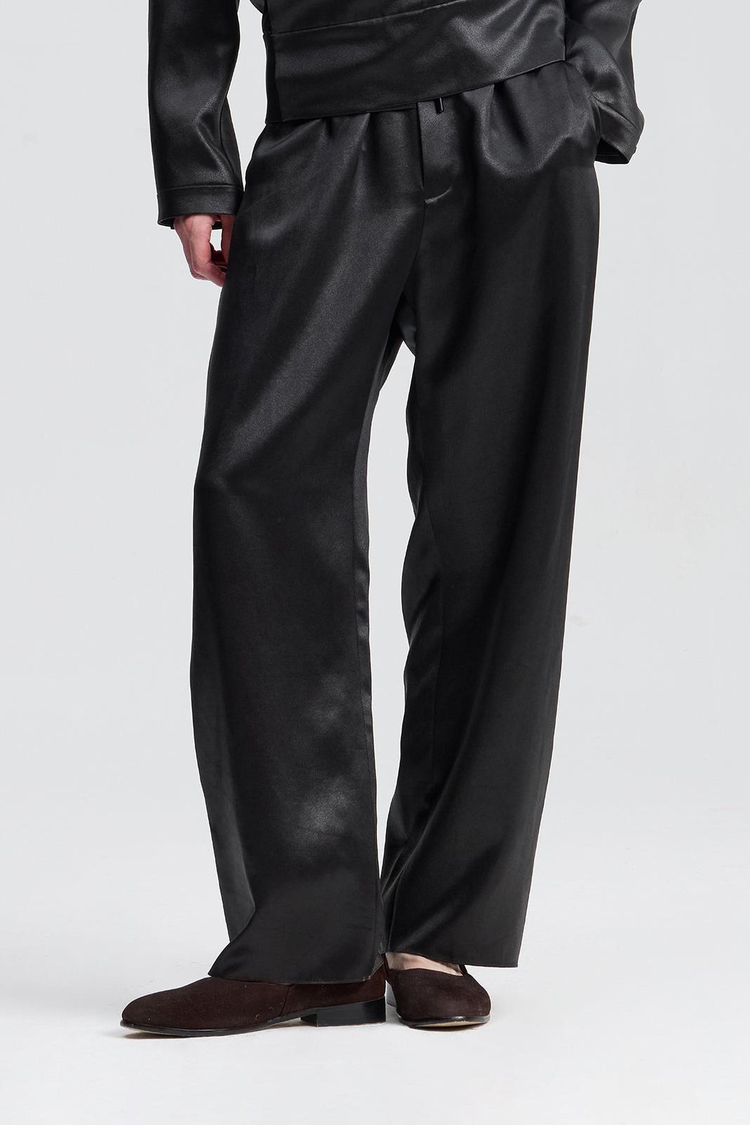 Dark Brown Suangyun Sha Wide Leg Drawstring Pants