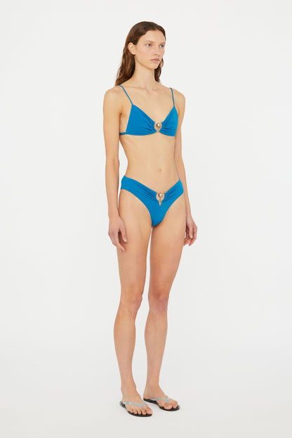 Ruched Orbit Triangle Bikini Top