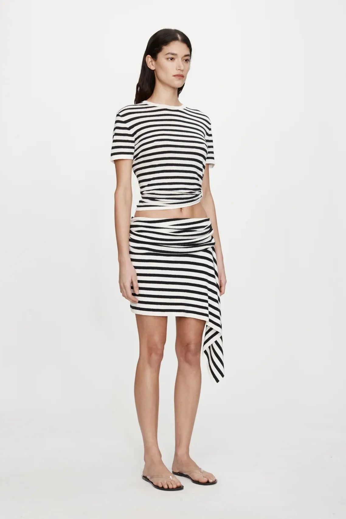Stripe Knit Drape Mini Skirt