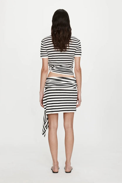 Stripe Knit Drape Mini Skirt