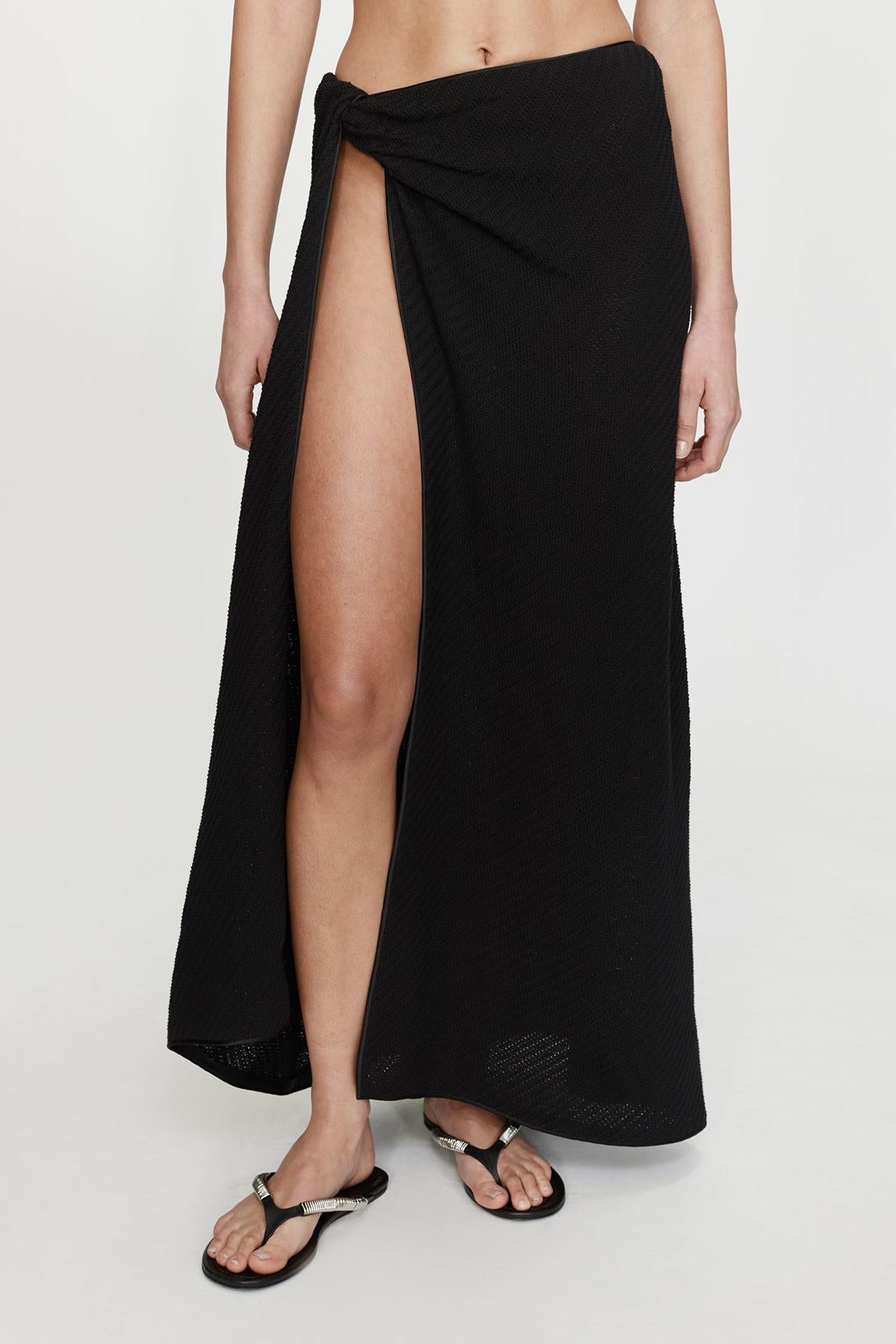 Vertical Knit Twist Sarong Skirt