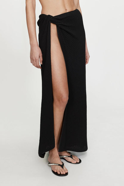 Vertical Knit Twist Sarong Skirt