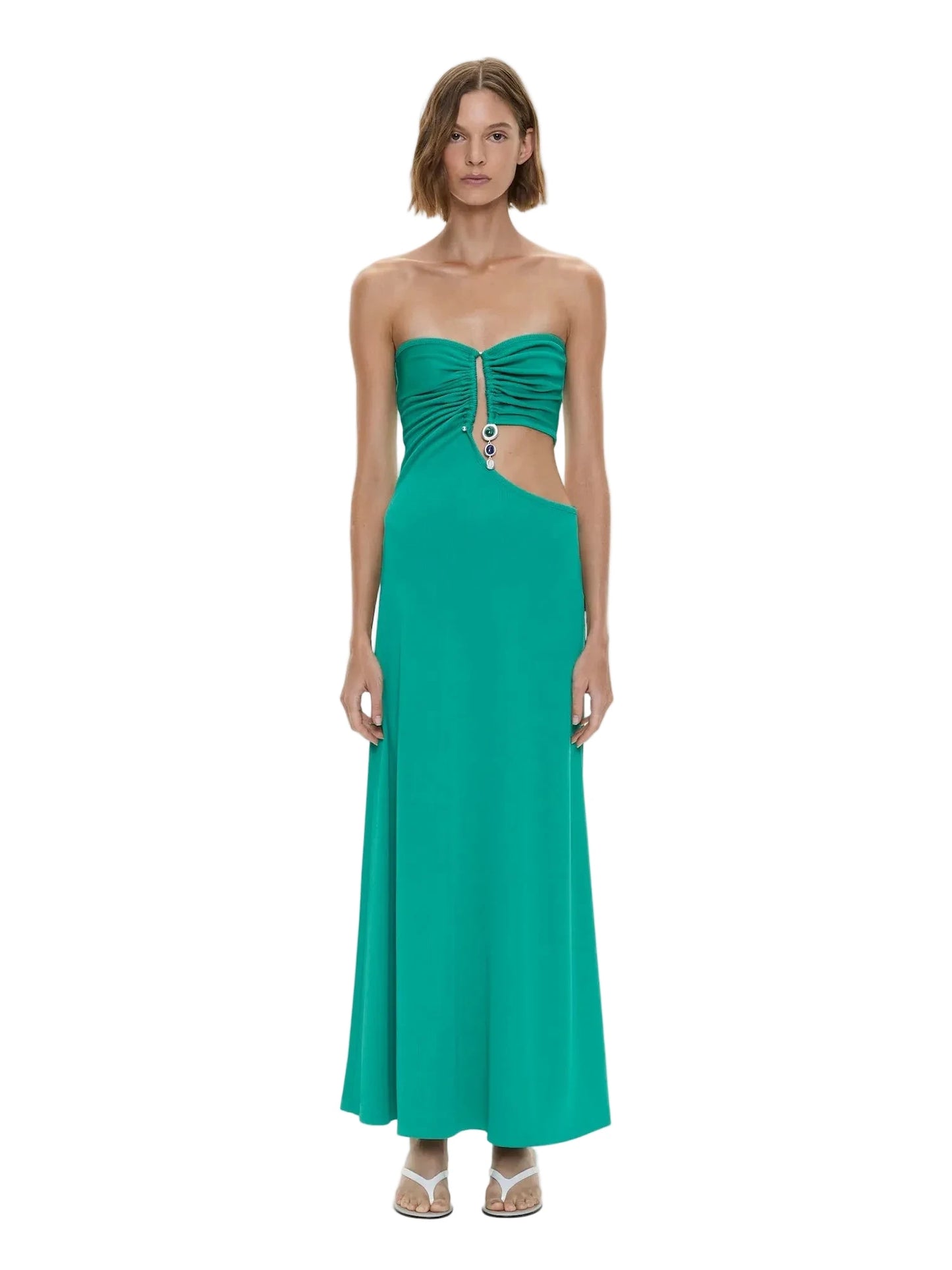 Droplet Crystal Pendant Strapless Dress