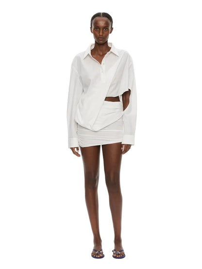 Aibă Draped Shirt Dress