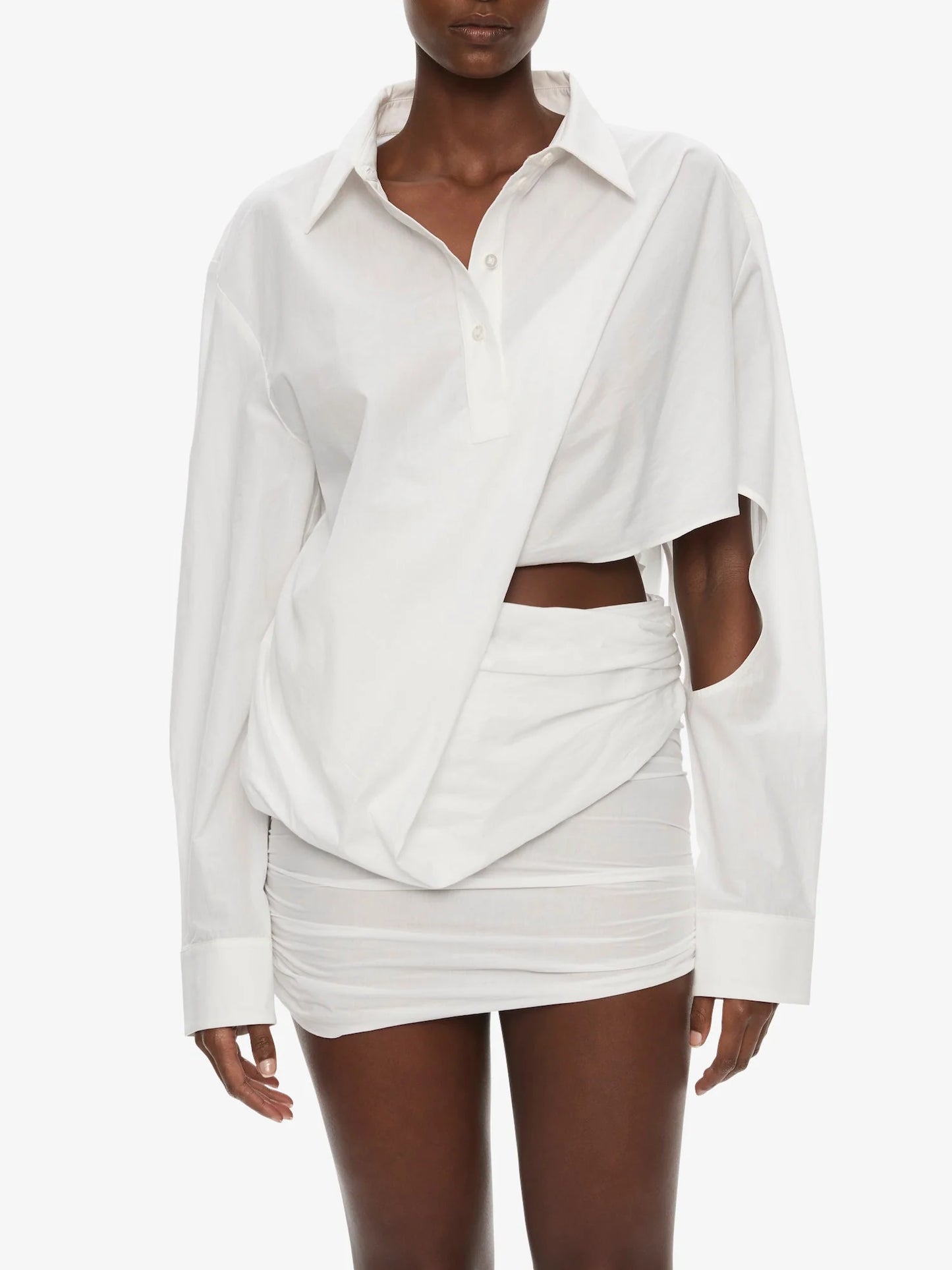 Aibă Draped Shirt Dress