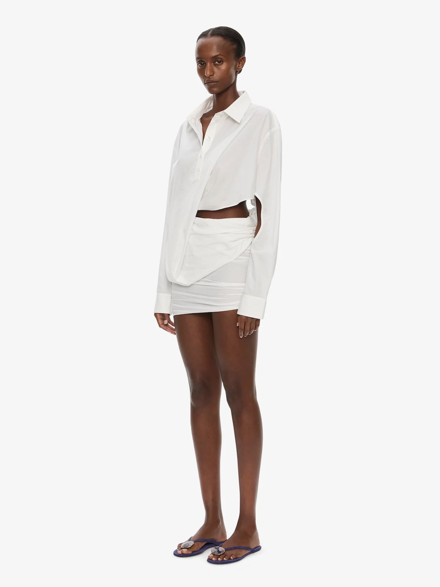 Aibă Draped Shirt Dress