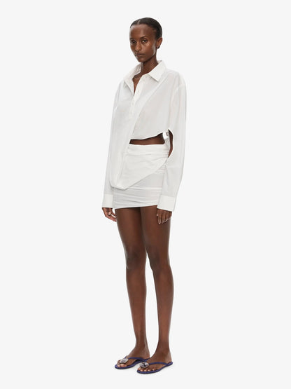 Aibă Draped Shirt Dress