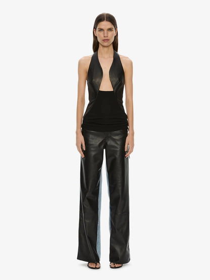 Tailored Slope Leather Halter Top