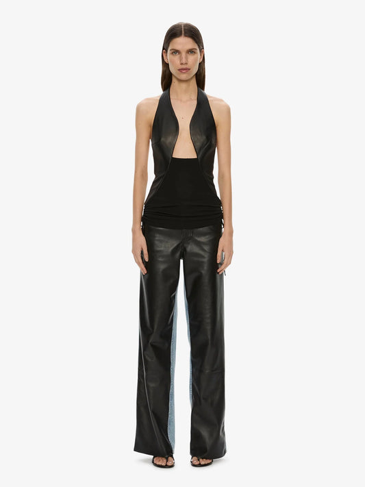 Tailored Slope Leather Halter Top
