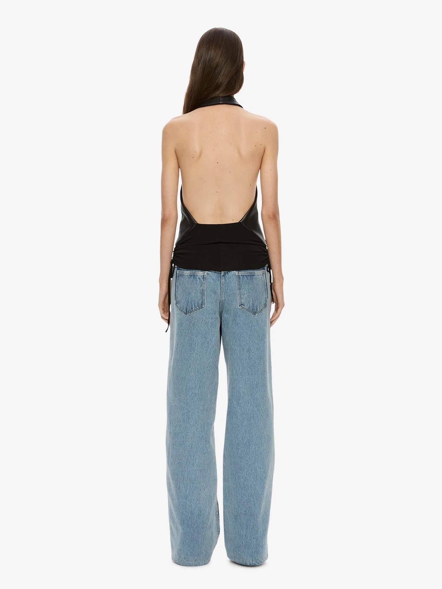 Tailored Slope Leather Halter Top