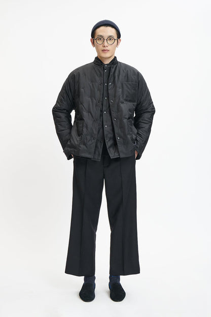 Black Silk Padded Chinese Jacket with "XianSheng" Embroidery