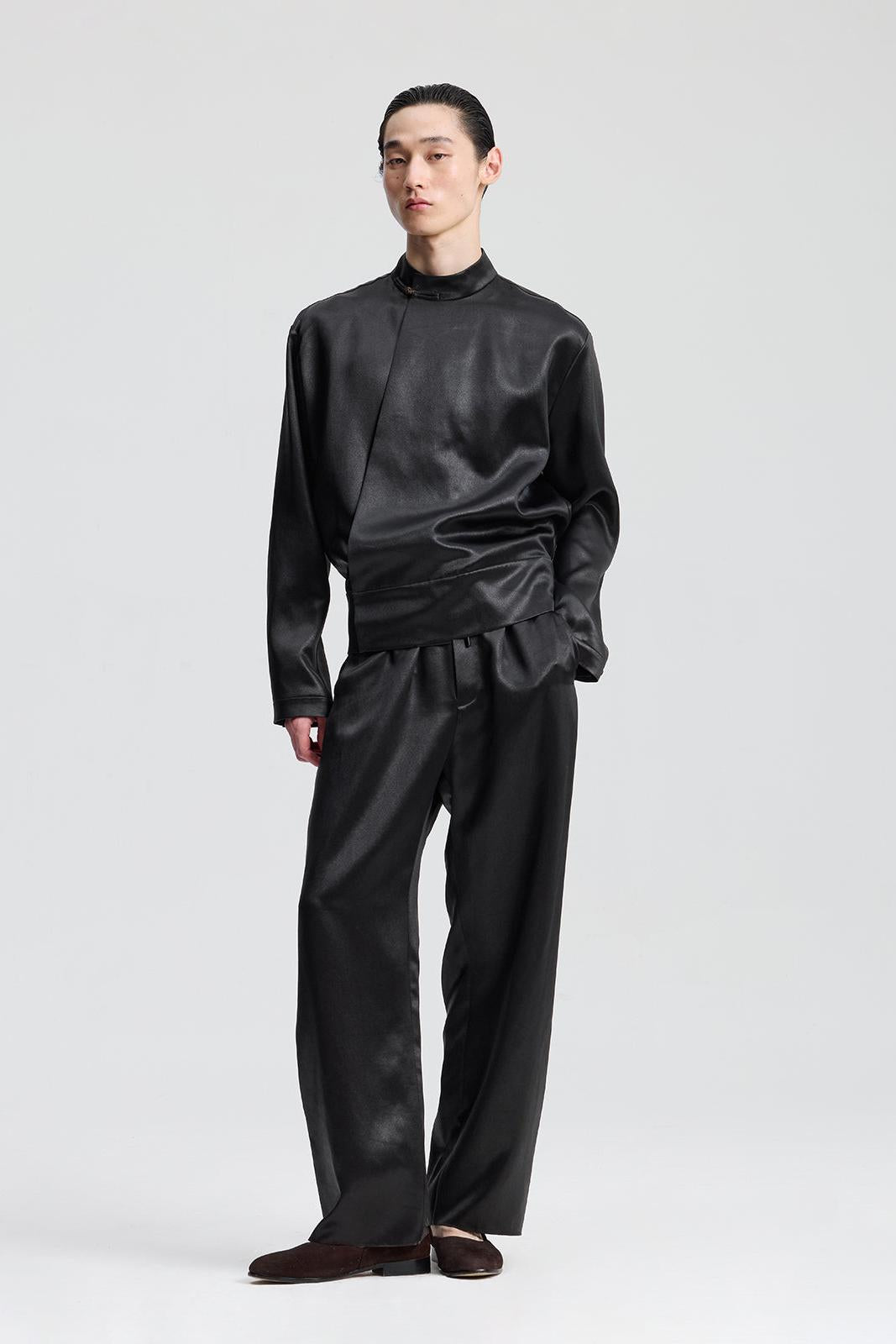 Dark Brown Suangyun Sha Wide Leg Drawstring Pants