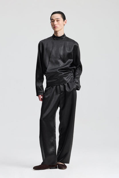 Dark Brown Suangyun Sha Wide Leg Drawstring Pants