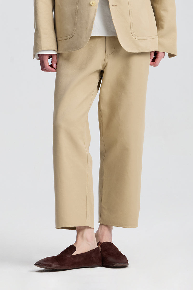 Khaki Cotton Casual Pants