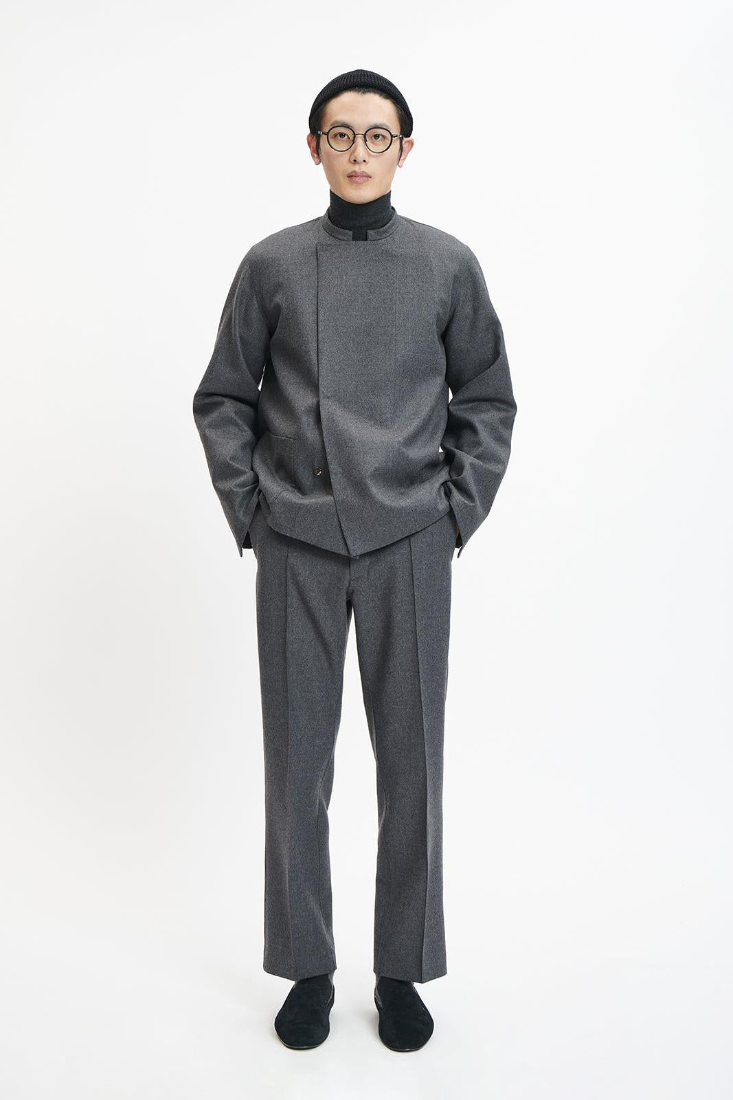 Lightweight Double Face Wool Double-Breasted Short Jacket