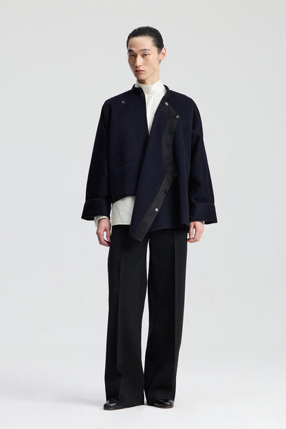 Navy Wool Chinese Jacket