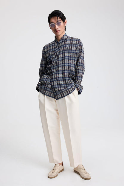 Cross-Over Shirt in Silk Cotton Check