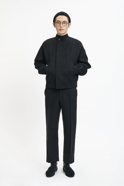 Black Wool Cashmere Bomber Jacket