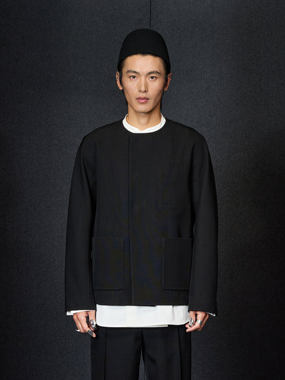 Black Wool Chinese Dome Hat