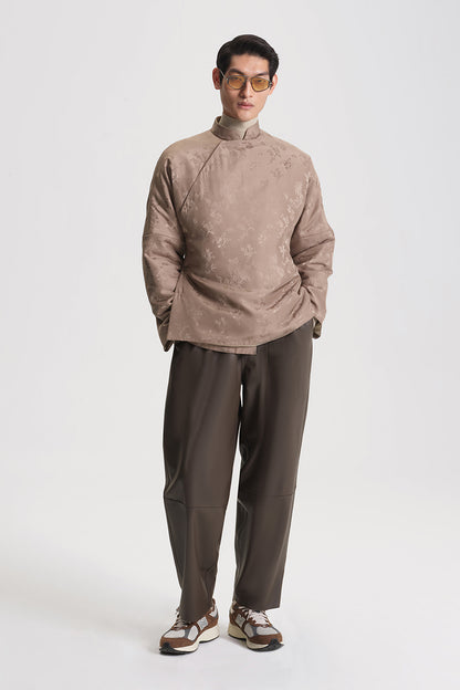 Dark brown balloon shape leather pant