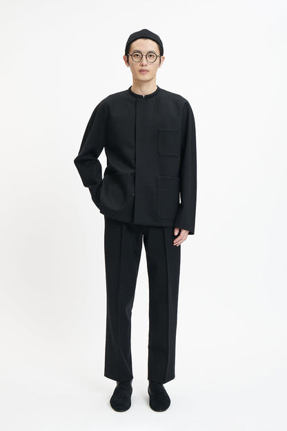 Black thin wool minimalist jacket