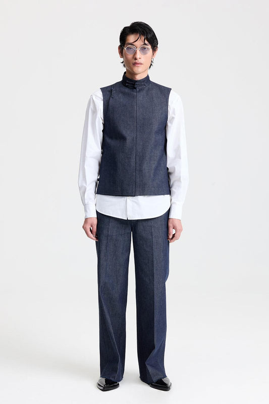 Wide Leg Pants with Half Elastic Waist