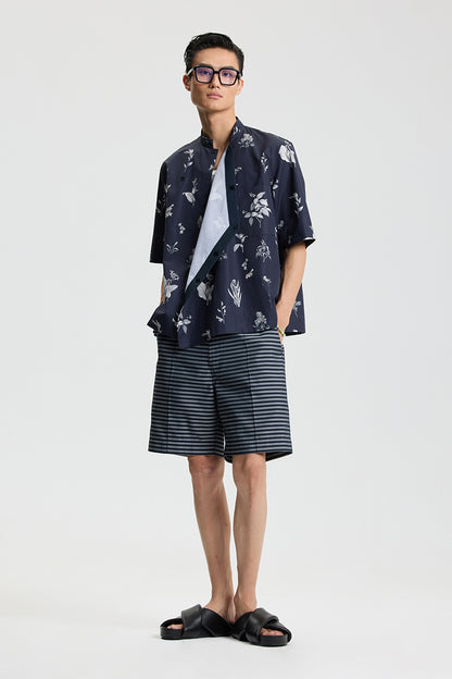 Plant printed cotton shirt