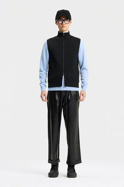 Black Double-Faced Knit Vest