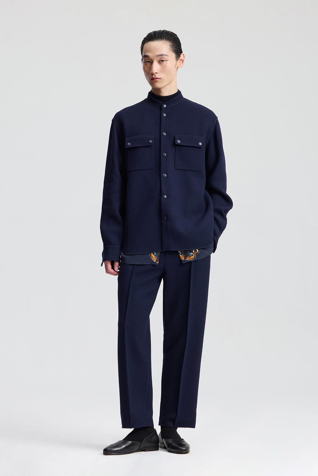 Navy Double Face Wool Shirt Jacket