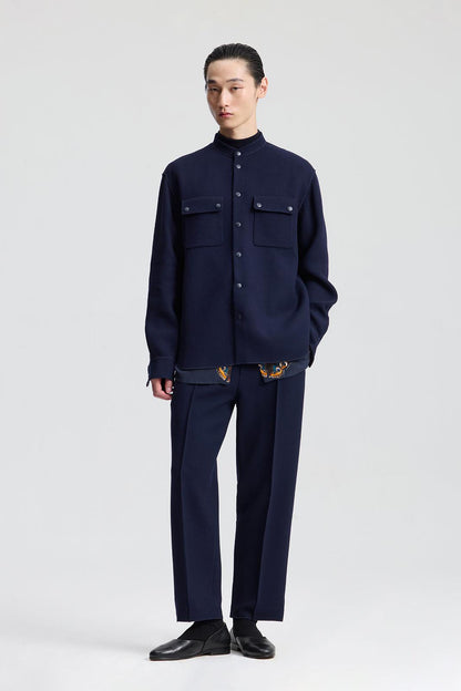 Navy Double Face Wool Shirt Jacket
