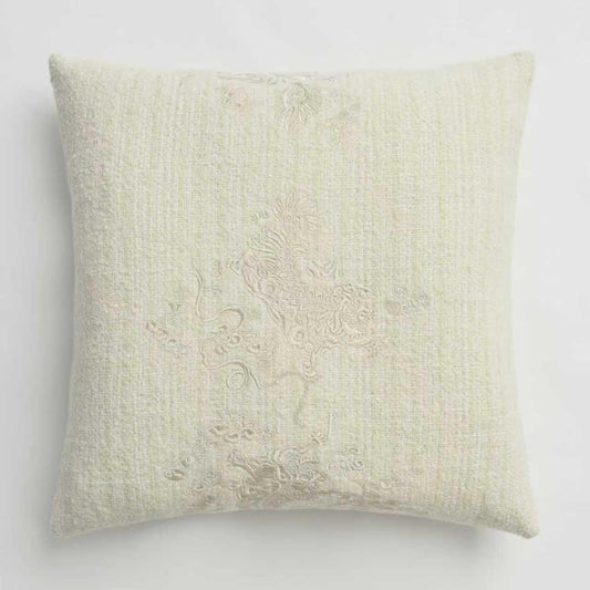 Cream Lion Embroidery Pillow (L)