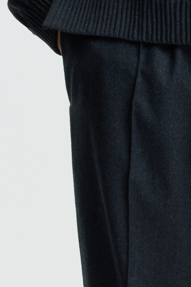 Charcoal gray wool stretch straight-leg pants
