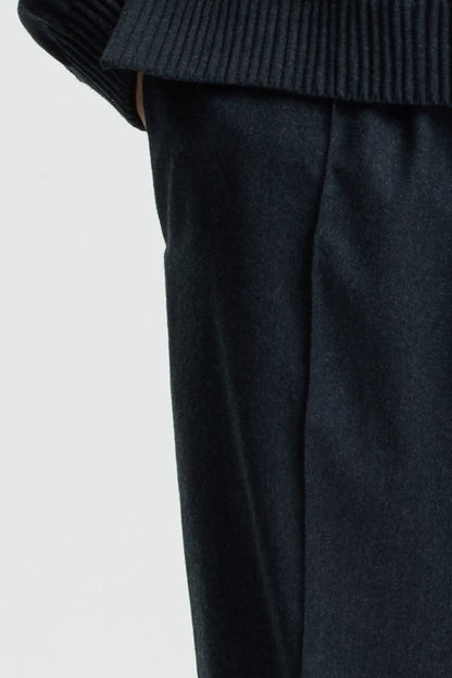 Charcoal gray wool stretch straight-leg pants