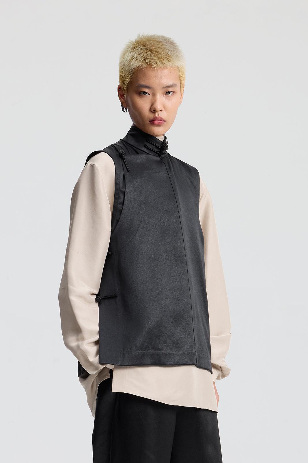 Dark Brown Canton silk  Chinese Vest