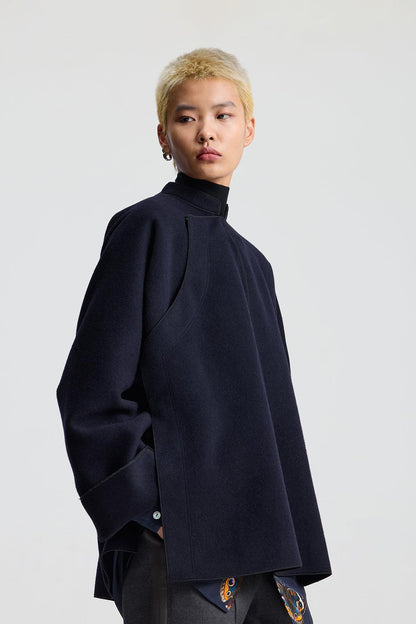 Navy Wool Chinese Jacket