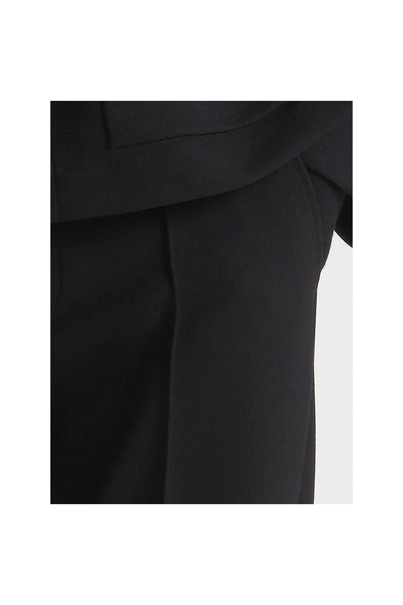 Black wool-blend half elastic waist super pant