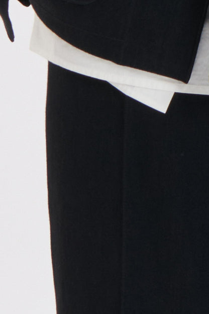 Black Slim-fit Denim Pants with Half Elastic Waist