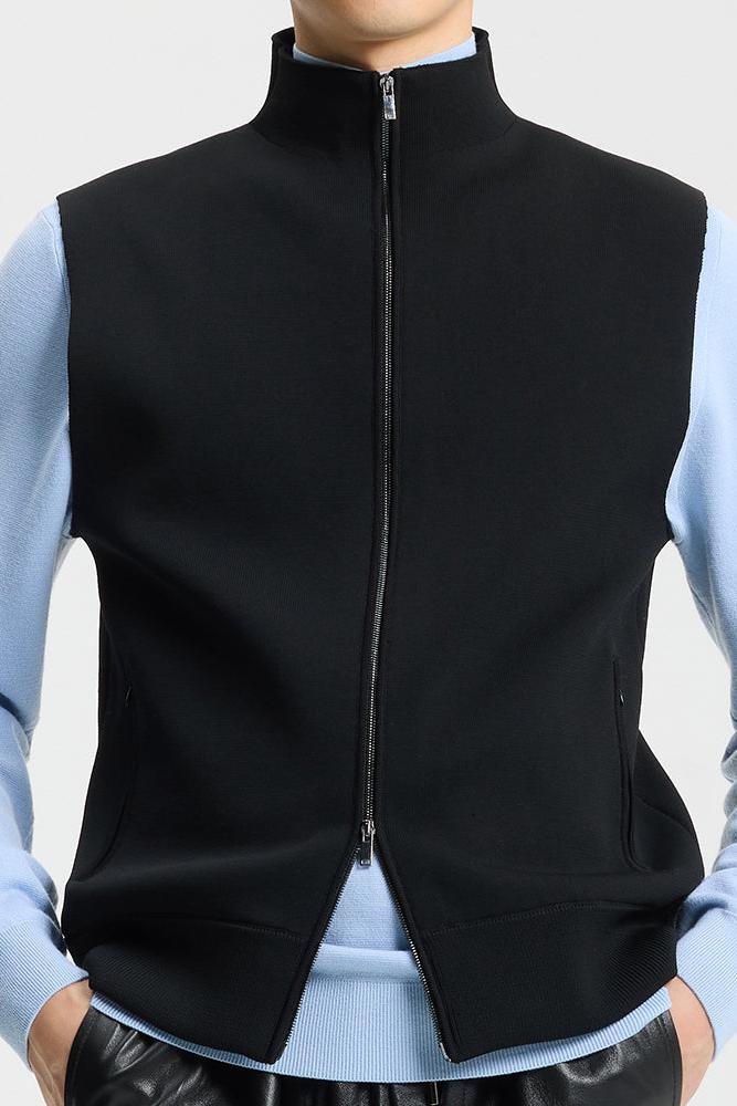 Black Double-Faced Knit Vest