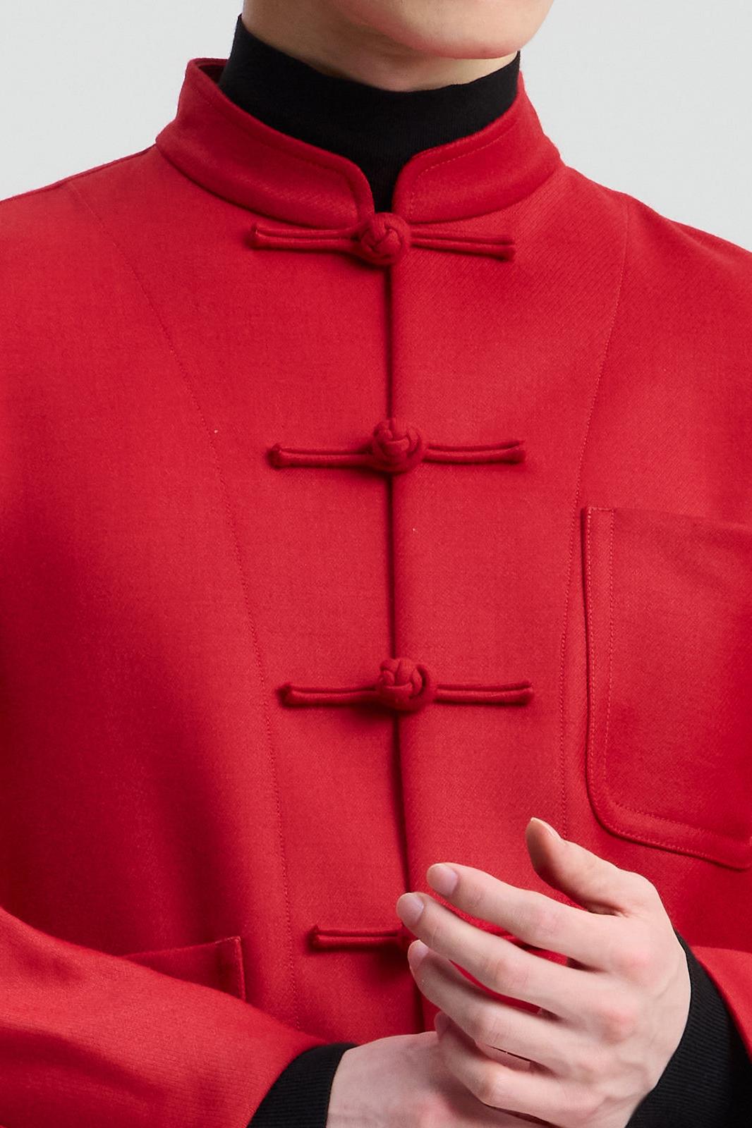 Wool Blend Chinese Red Jacket (Short)