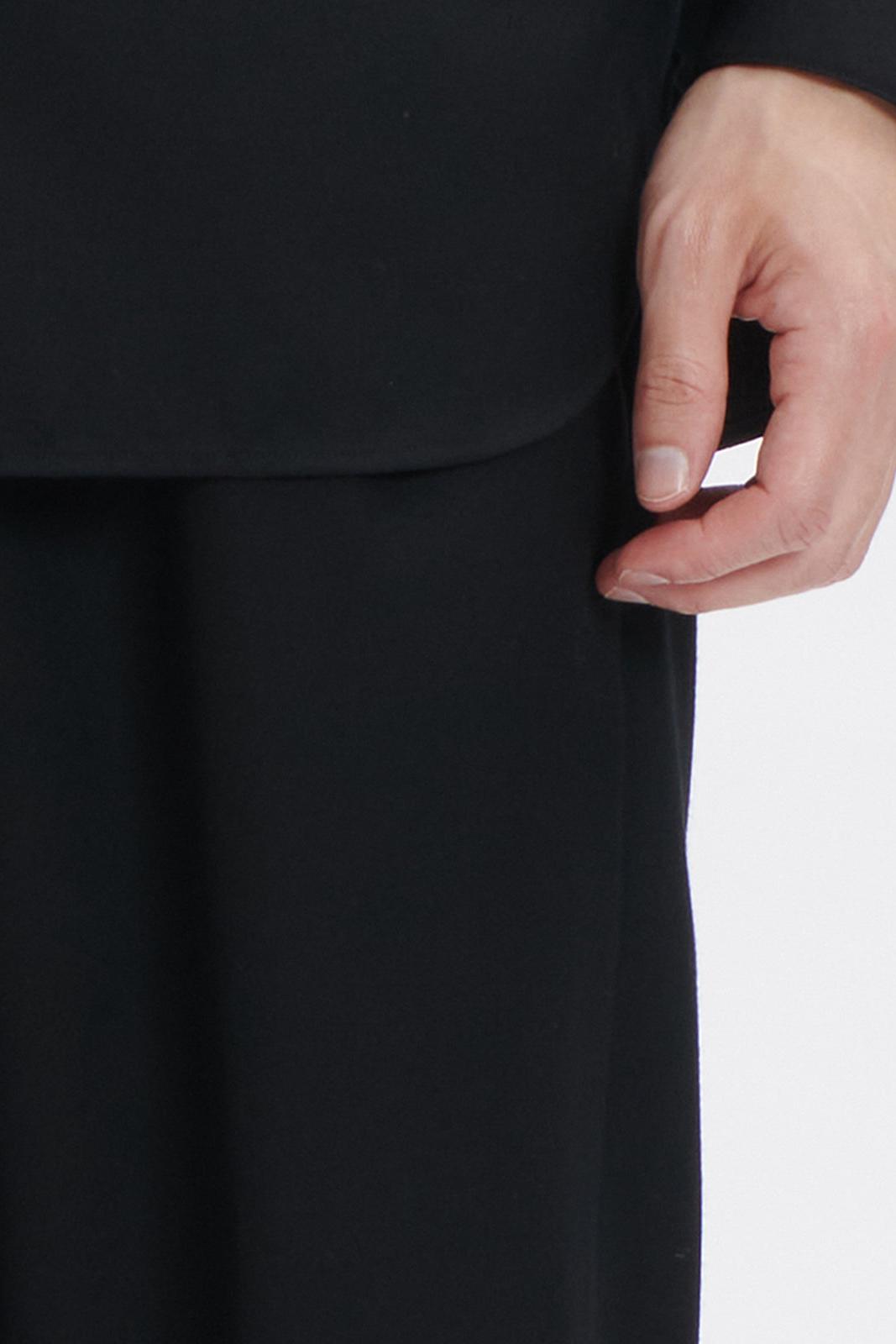 Black Thin Wool Elastic Waist Wide-leg Pants