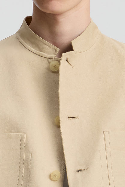 Khaki Silk-Cotton Unstructured Jacket