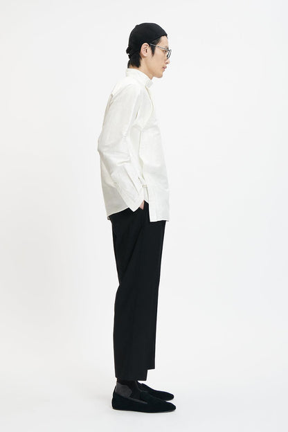Washed Wrinkled Chinese Stand Collar Shirt